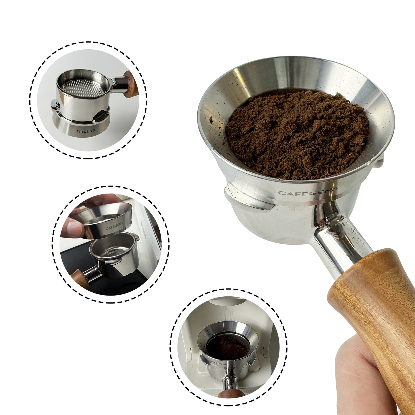 54mm CAFEGENS Espresso Funnel & Puck Screen Set